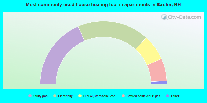 Most commonly used house heating fuel in apartments in Exeter, NH