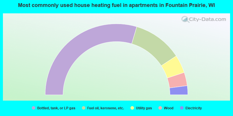 Most commonly used house heating fuel in apartments in Fountain Prairie, WI