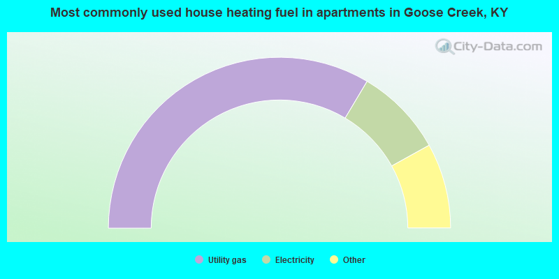 Most commonly used house heating fuel in apartments in Goose Creek, KY