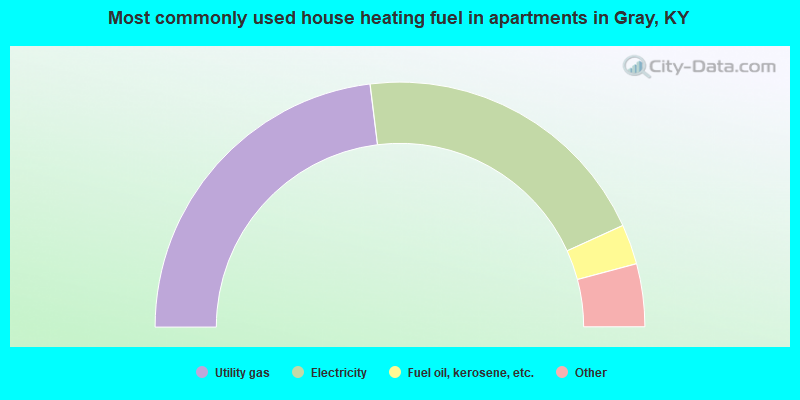 Most commonly used house heating fuel in apartments in Gray, KY