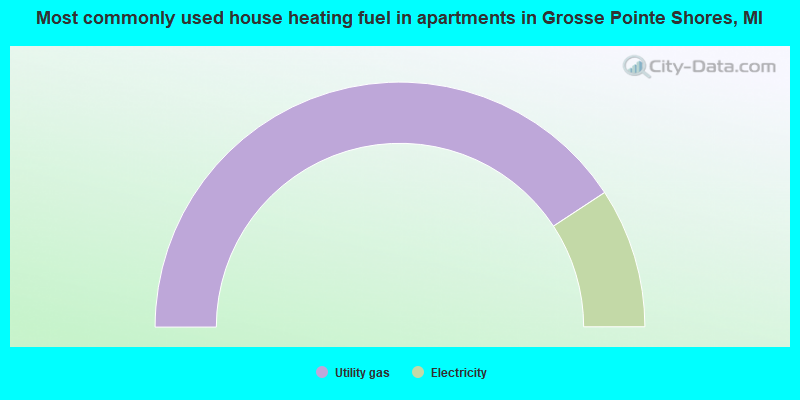 Most commonly used house heating fuel in apartments in Grosse Pointe Shores, MI