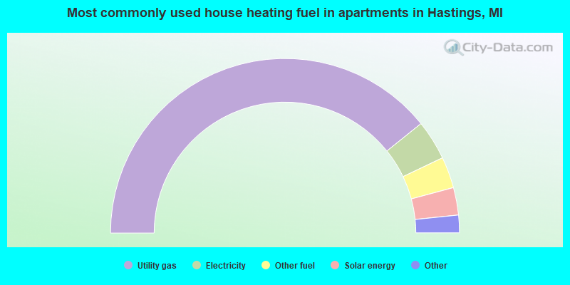 Most commonly used house heating fuel in apartments in Hastings, MI