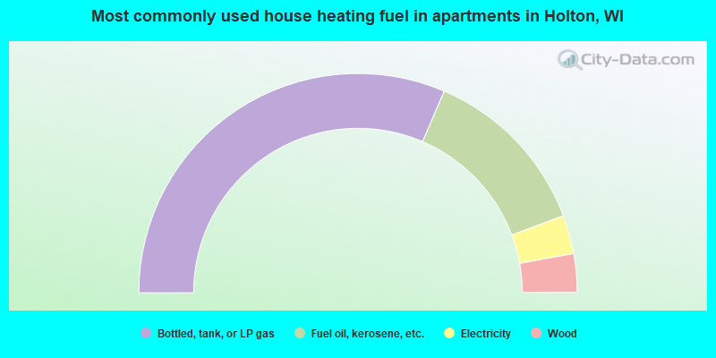 Most commonly used house heating fuel in apartments in Holton, WI