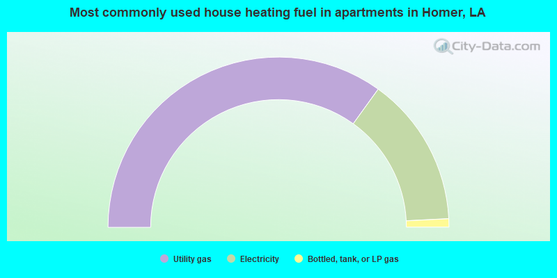 Most commonly used house heating fuel in apartments in Homer, LA