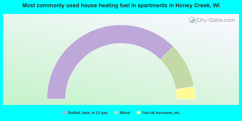 Most commonly used house heating fuel in apartments in Honey Creek, WI