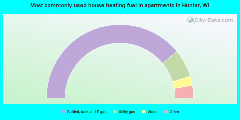 Most commonly used house heating fuel in apartments in Hunter, WI