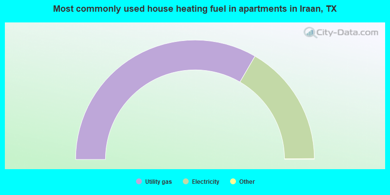 Most commonly used house heating fuel in apartments in Iraan, TX
