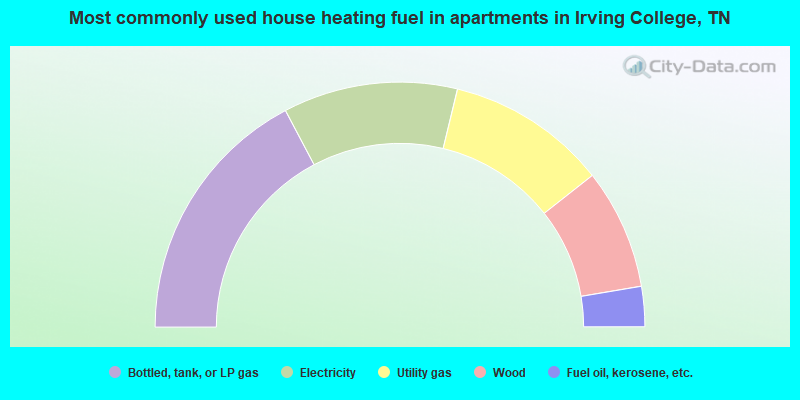 Most commonly used house heating fuel in apartments in Irving College, TN