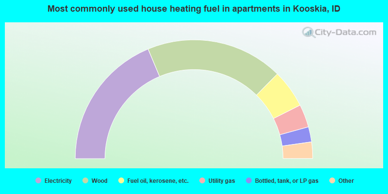 Most commonly used house heating fuel in apartments in Kooskia, ID