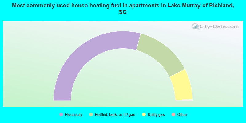 Most commonly used house heating fuel in apartments in Lake Murray of Richland, SC