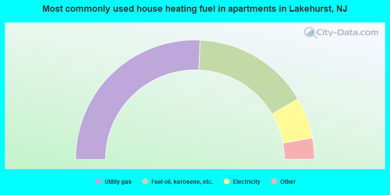 Most commonly used house heating fuel in apartments in Lakehurst, NJ