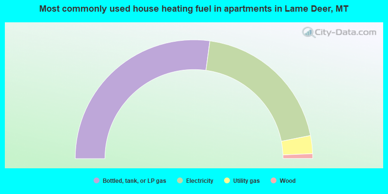 Most commonly used house heating fuel in apartments in Lame Deer, MT