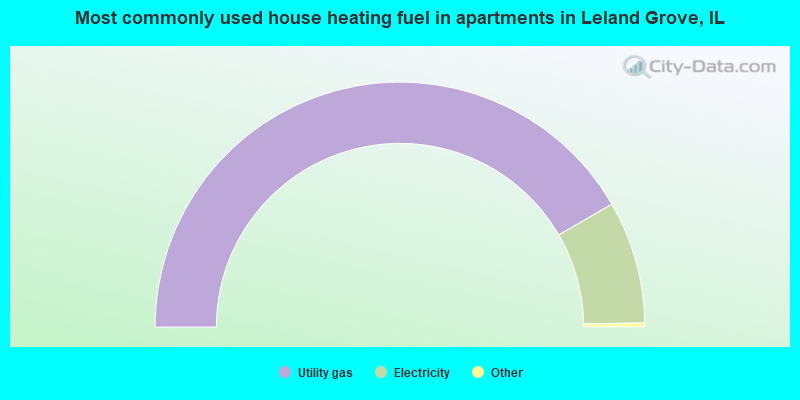 Most commonly used house heating fuel in apartments in Leland Grove, IL