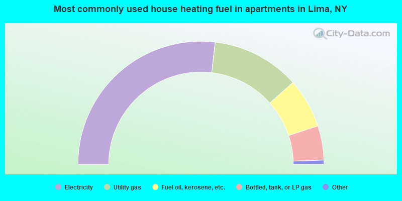 Most commonly used house heating fuel in apartments in Lima, NY