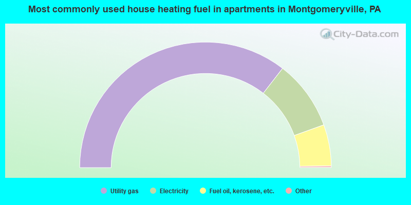 Most commonly used house heating fuel in apartments in Montgomeryville, PA