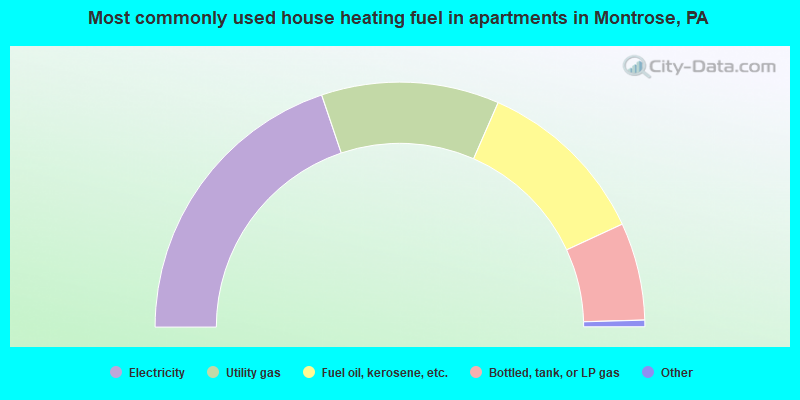 Most commonly used house heating fuel in apartments in Montrose, PA