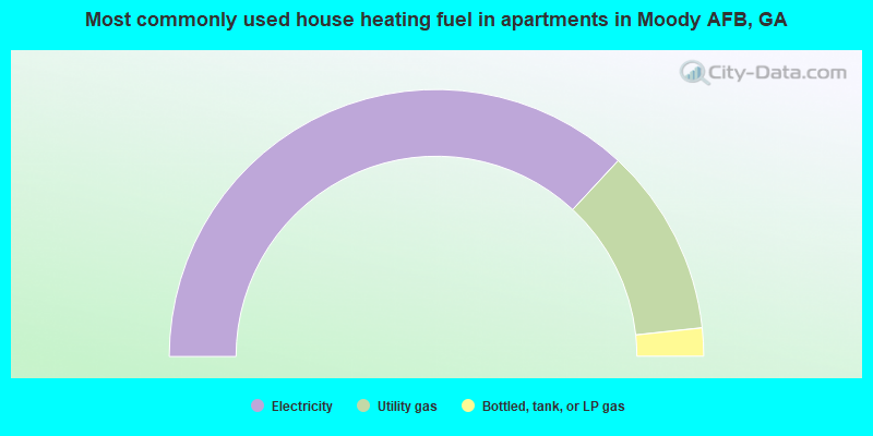 Most commonly used house heating fuel in apartments in Moody AFB, GA