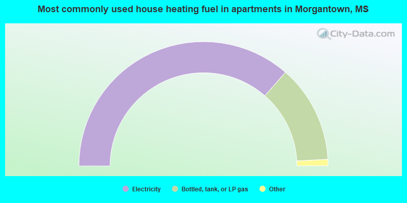 Most commonly used house heating fuel in apartments in Morgantown, MS