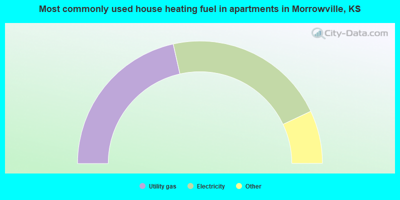 Most commonly used house heating fuel in apartments in Morrowville, KS