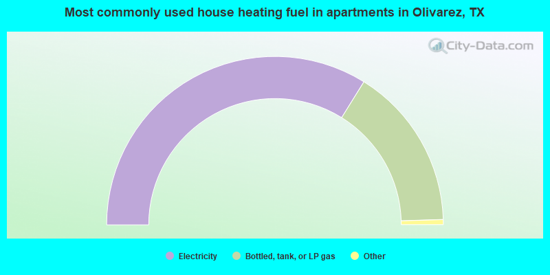 Most commonly used house heating fuel in apartments in Olivarez, TX