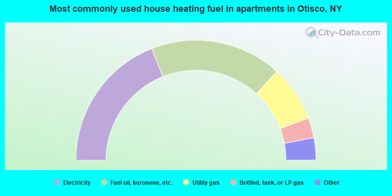 Most commonly used house heating fuel in apartments in Otisco, NY