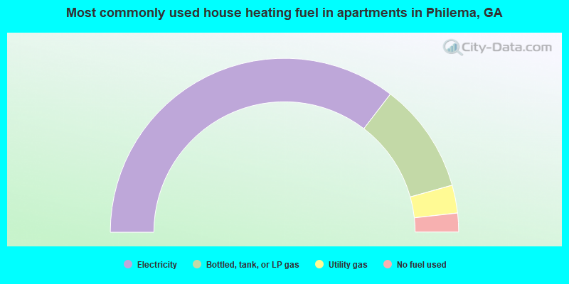 Most commonly used house heating fuel in apartments in Philema, GA