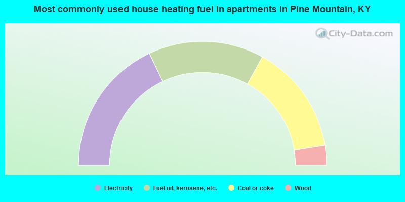 Most commonly used house heating fuel in apartments in Pine Mountain, KY