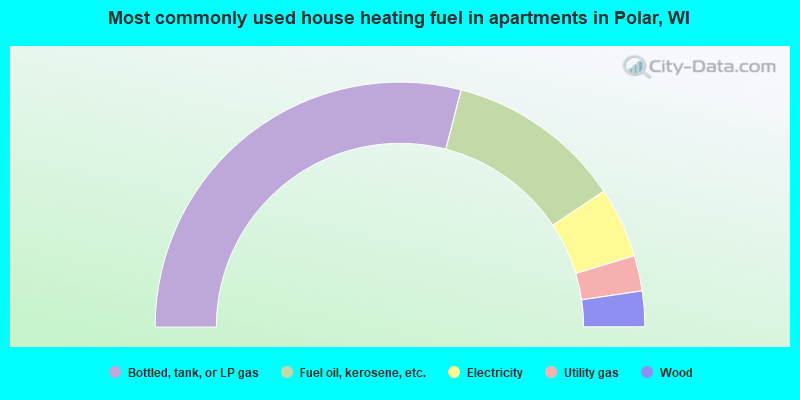 Most commonly used house heating fuel in apartments in Polar, WI