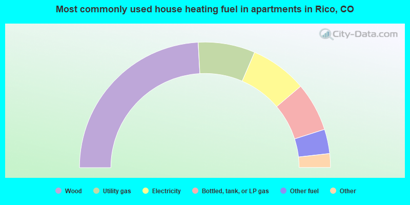 Most commonly used house heating fuel in apartments in Rico, CO