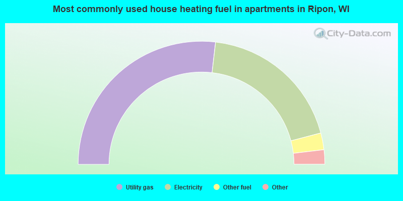 Most commonly used house heating fuel in apartments in Ripon, WI