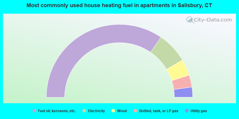 Most commonly used house heating fuel in apartments in Salisbury, CT
