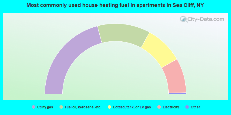 Most commonly used house heating fuel in apartments in Sea Cliff, NY
