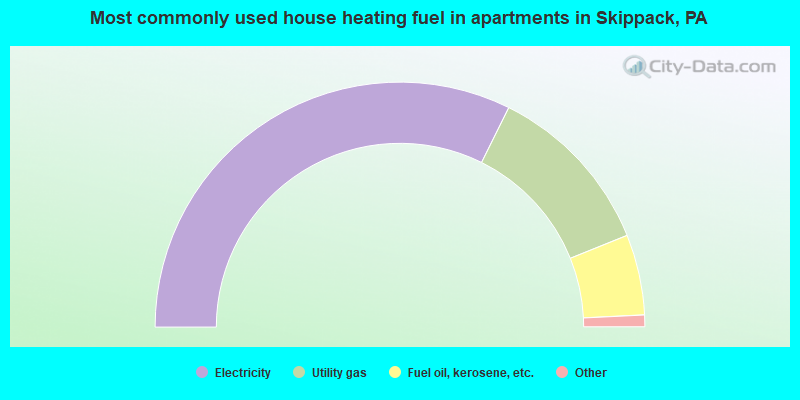 Most commonly used house heating fuel in apartments in Skippack, PA