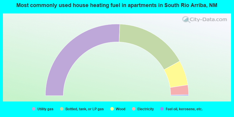 Most commonly used house heating fuel in apartments in South Rio Arriba, NM