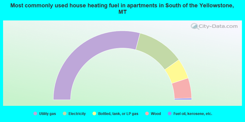 Most commonly used house heating fuel in apartments in South of the Yellowstone, MT