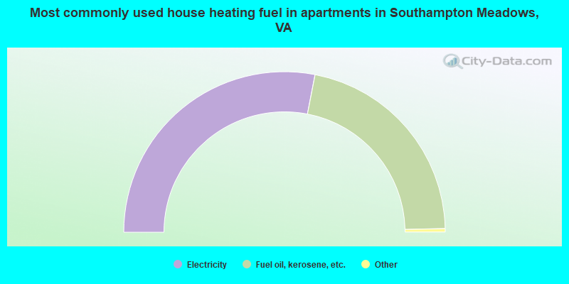 Most commonly used house heating fuel in apartments in Southampton Meadows, VA
