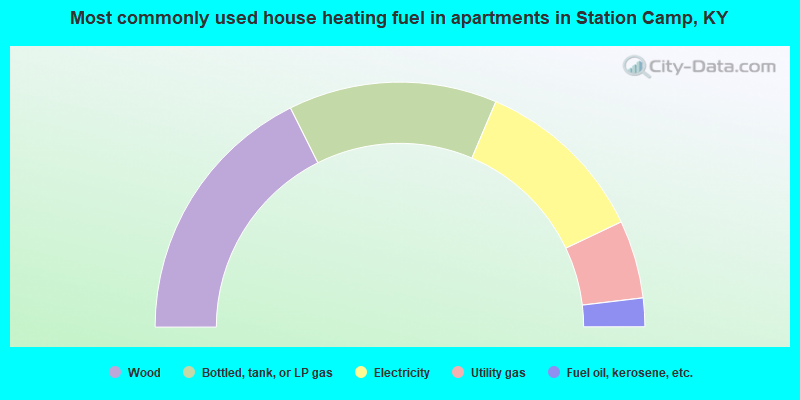 Most commonly used house heating fuel in apartments in Station Camp, KY