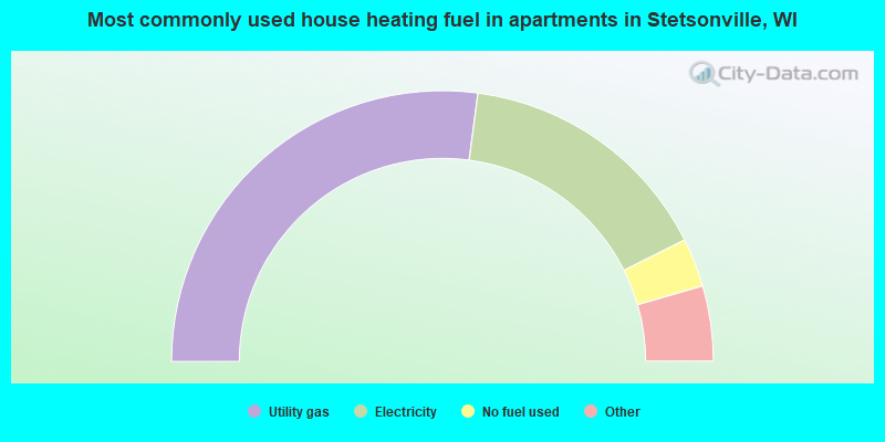 Most commonly used house heating fuel in apartments in Stetsonville, WI