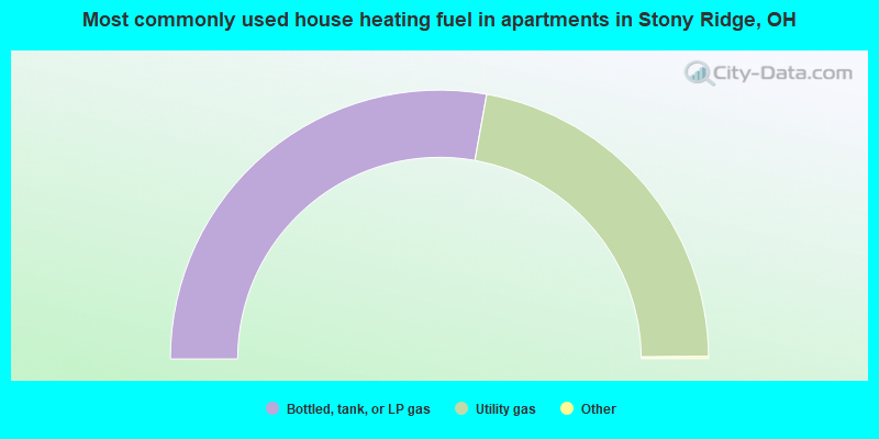 Most commonly used house heating fuel in apartments in Stony Ridge, OH