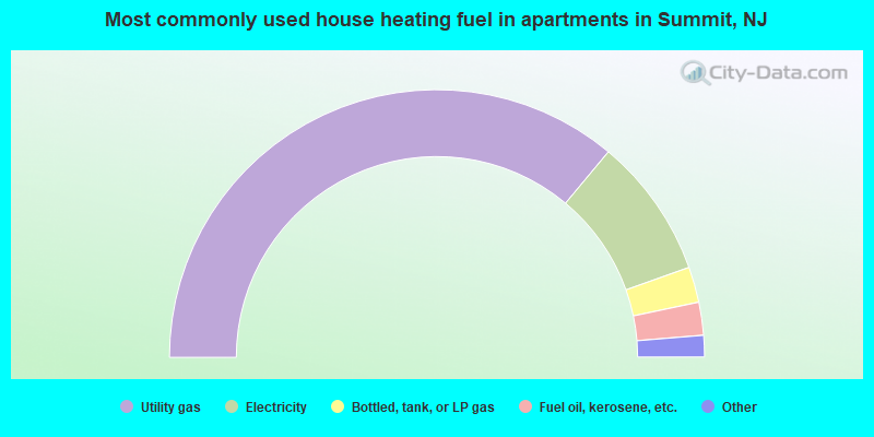 Most commonly used house heating fuel in apartments in Summit, NJ