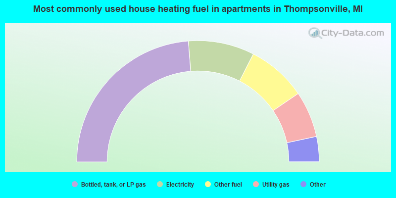Most commonly used house heating fuel in apartments in Thompsonville, MI