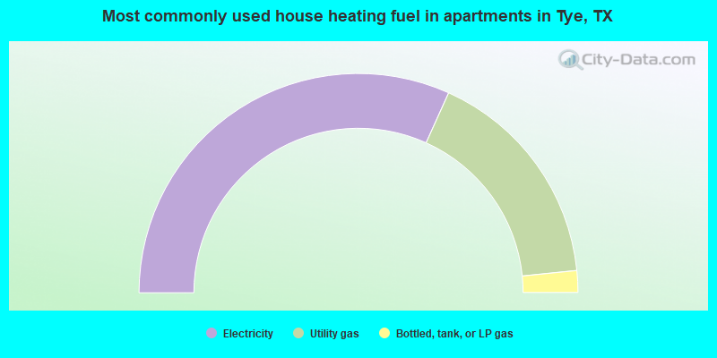 Most commonly used house heating fuel in apartments in Tye, TX