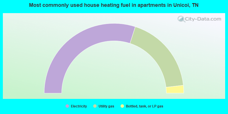Most commonly used house heating fuel in apartments in Unicoi, TN