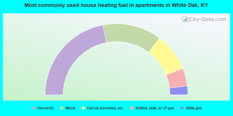 Most commonly used house heating fuel in apartments in White Oak, KY