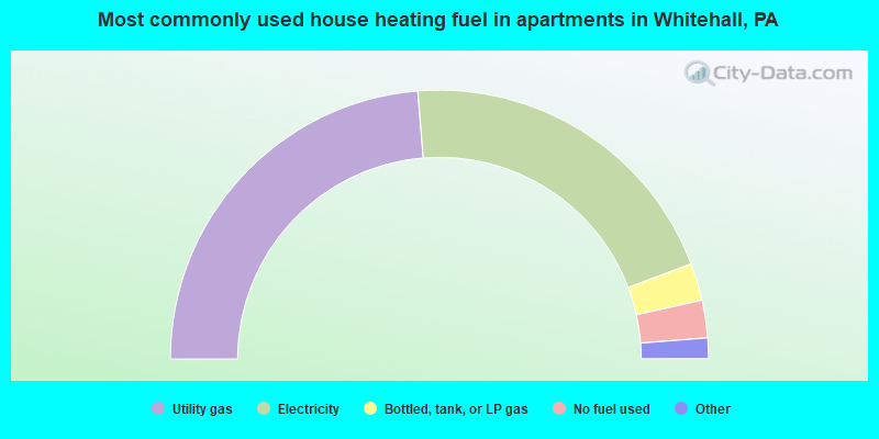 Most commonly used house heating fuel in apartments in Whitehall, PA
