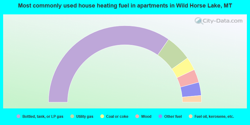 Most commonly used house heating fuel in apartments in Wild Horse Lake, MT