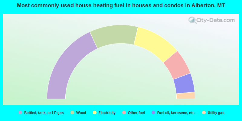 Most commonly used house heating fuel in houses and condos in Alberton, MT