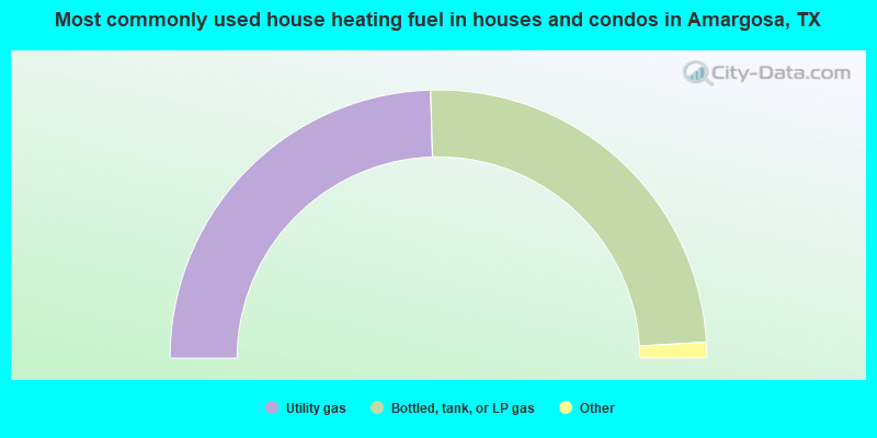 Most commonly used house heating fuel in houses and condos in Amargosa, TX