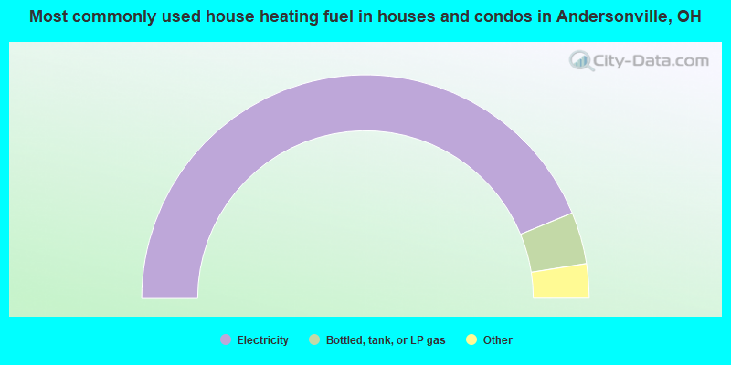 Most commonly used house heating fuel in houses and condos in Andersonville, OH