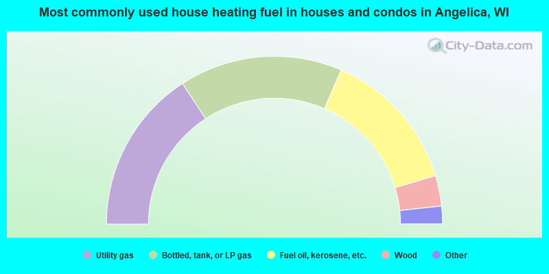 Most commonly used house heating fuel in houses and condos in Angelica, WI
